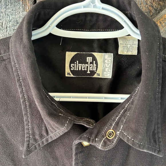 Men's Levi's Silver Tab Snap Button Long Sleeve Collared Shirt Black - Picture 3 of 4